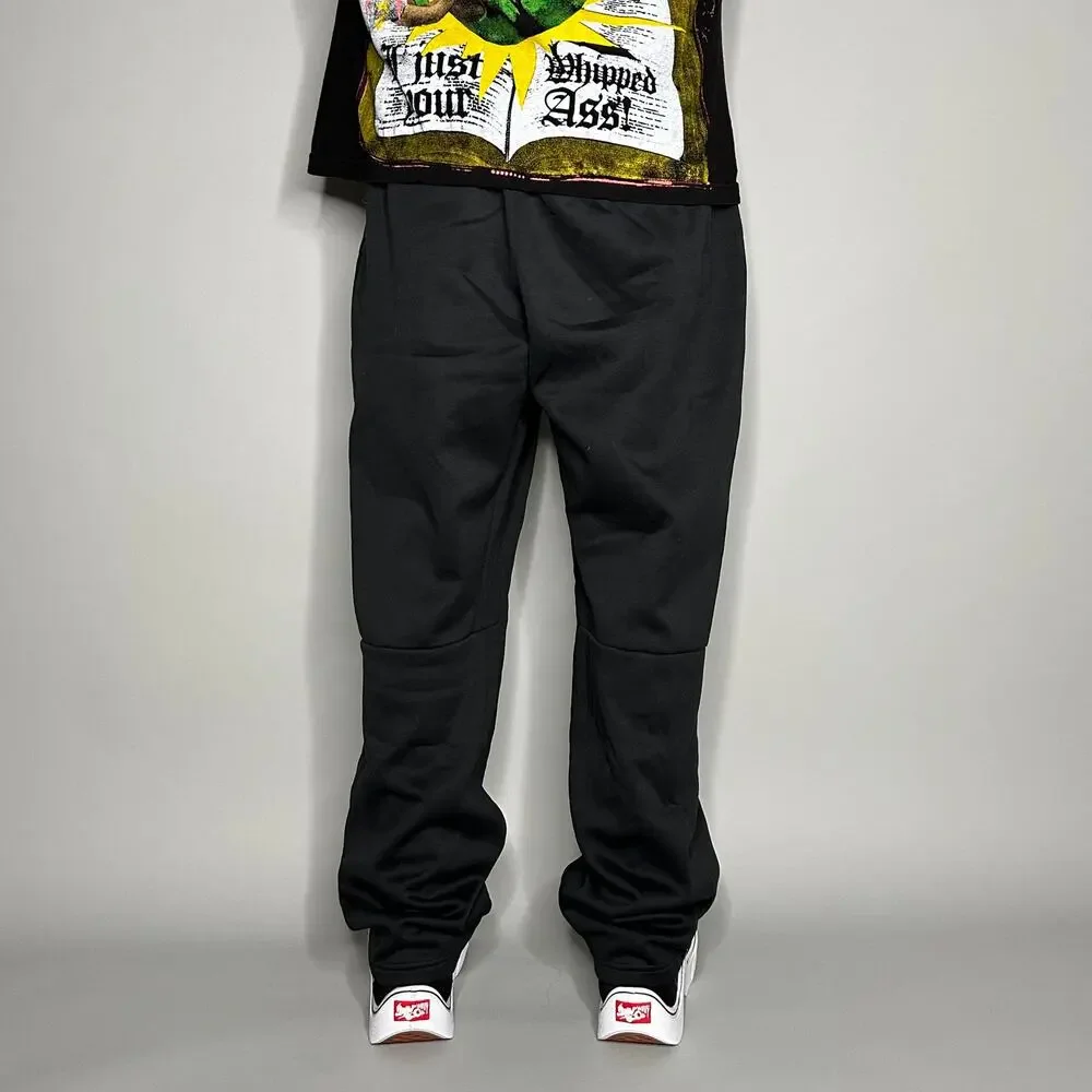 Nike Sweatpants Jet Black Polyester Subtle Swoosh Baggy Dri Fit